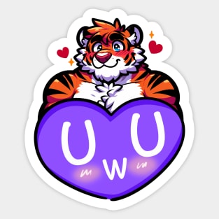 Blushing UwU Furry Anthro Tiger Heart Sticker